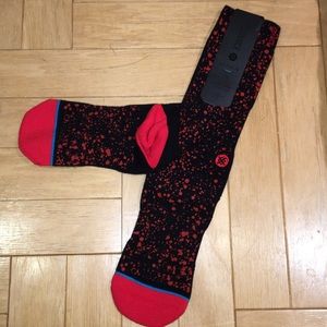 NWT Stance anthem red speckled black crew socks
